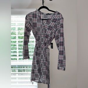 NWT Express Black, White, and Red Plaid Dress